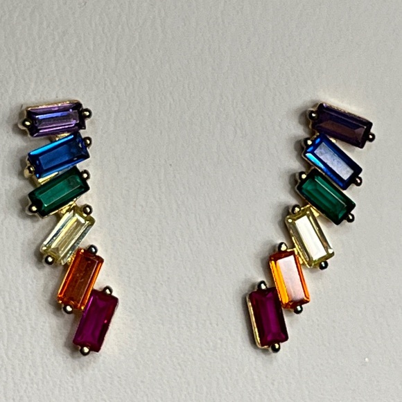 Jewelry - NWOT sterling silver cubic zirconia earrings multicolor